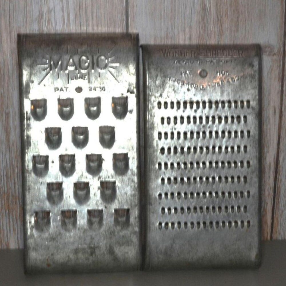 Pair Of Vintage Kitchen Graters Wonder Shredder Magic Shredder Food Prep Decor